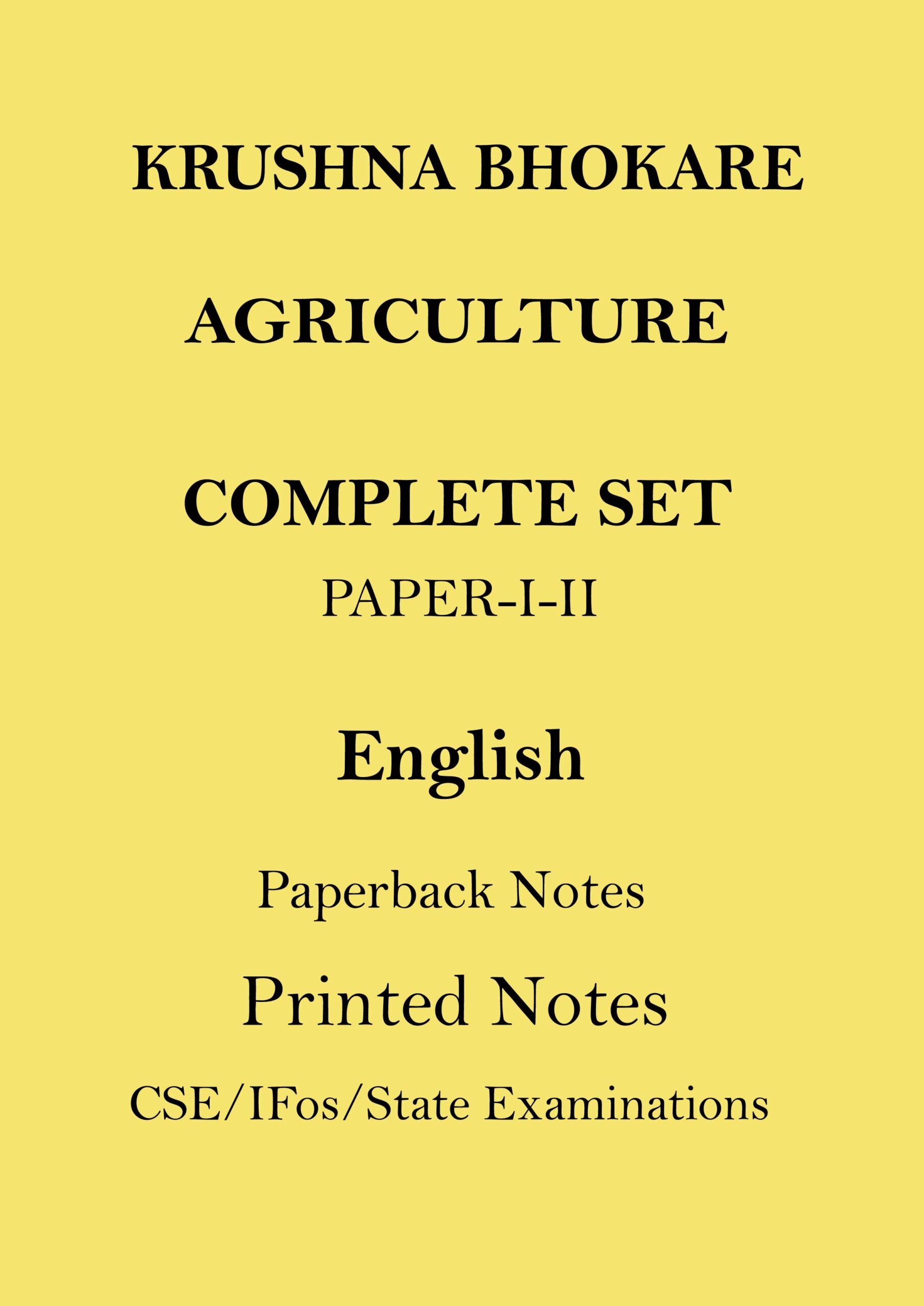 krushna-bhokare-agriculture-optional-printed-notes-of-paper-1-and-2-in-english-for-cse-ifos