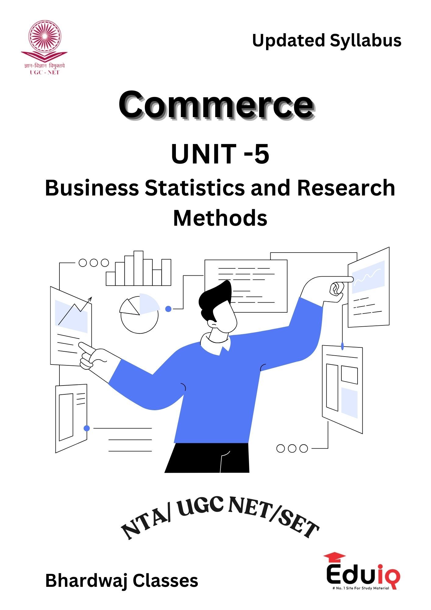 5 EduIQ Unit 5 & 6 Printed Notes for UGC NET Commerce with MCQs for Business Statistics, Research Methods, and HRM.